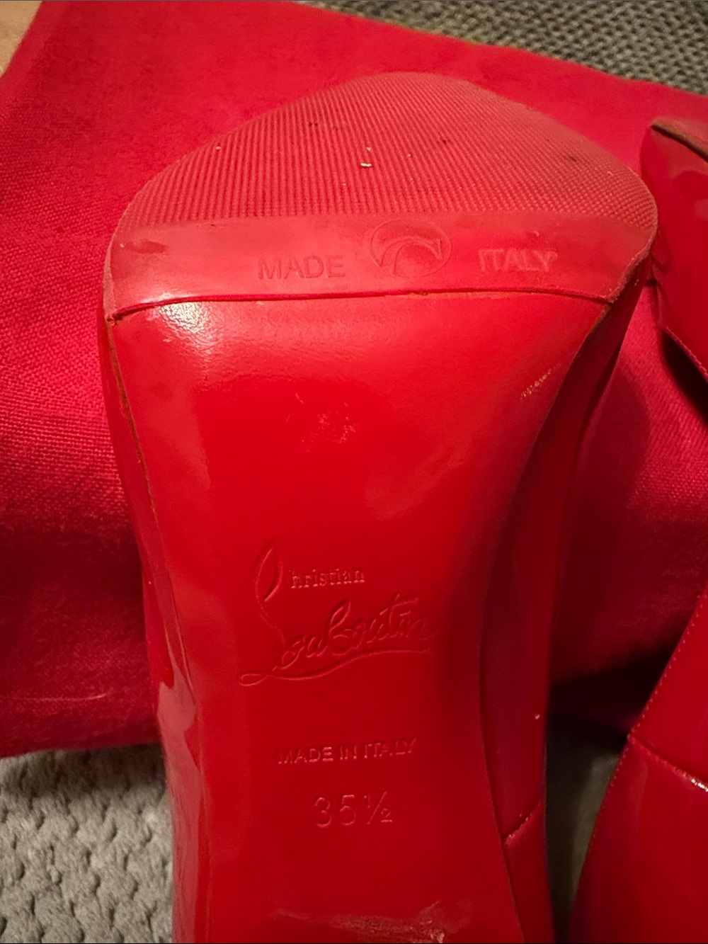 Christian Louboutin Red Patent Pointed-Toe Stiletto Pumps - Picture 6 of 14